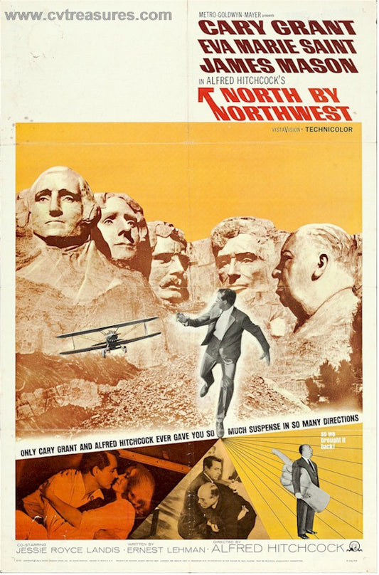 Alfred Hitchcock's North by Northwest, 1959 Original Vintage Movie Poster one sheet Cary Grant